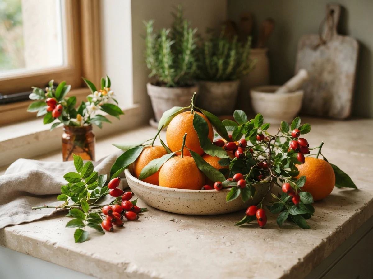 Ennona Essentials raw ingredients including herbs, nuts, and natural compounds